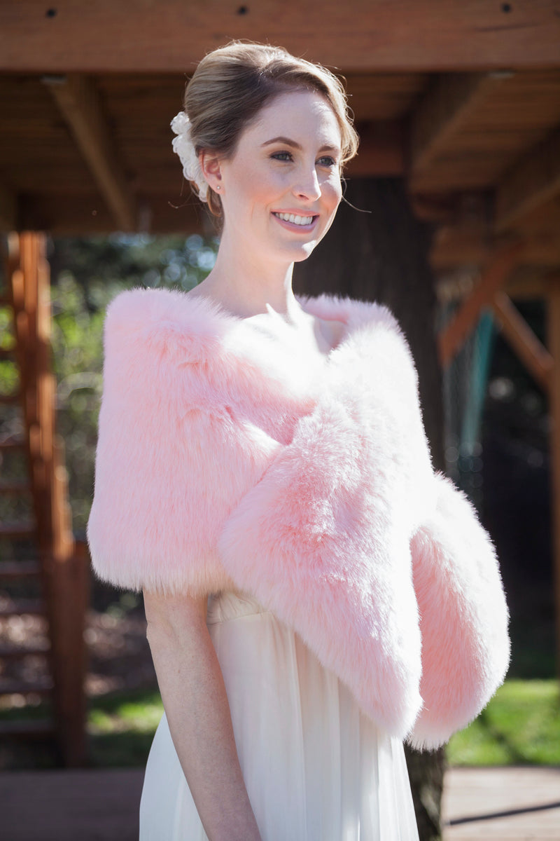 Pink Fur Shawl (Lilian Pin02) – Sissily ...